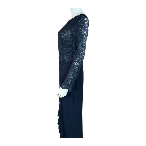 JESSICA HOWARD Zippered Sequined Lace Floral Long Sleeve Maxi Evening  Dress - Picture 6 of 9